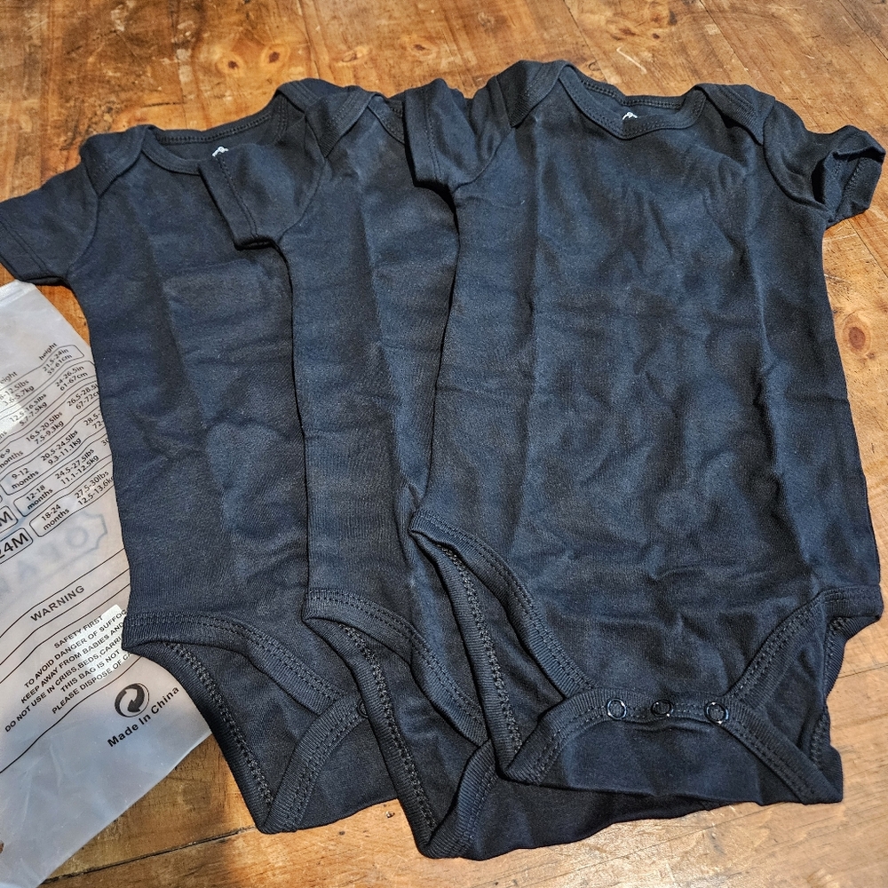 OPAWO Baby Bodysuits Short Sleeve Black Blanks